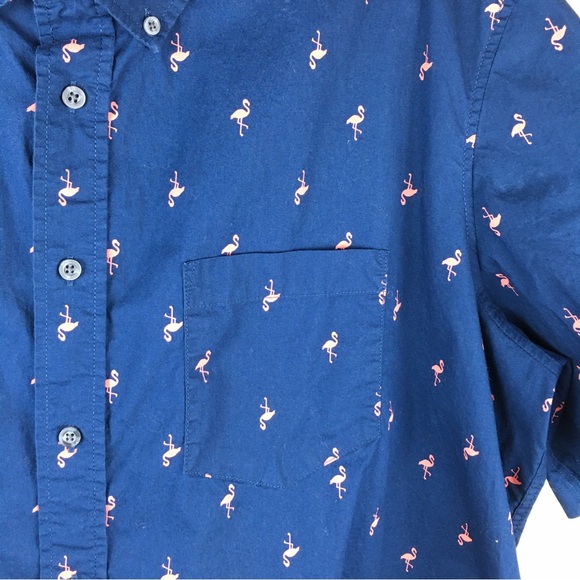 GEORGE CLASSIC FIT NAVY-BLUE PINK FLAMINGO PRINTED CASUAL BUTTON SHIRT MENS 3XL - Picture 4 of 14